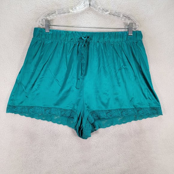 torrid Other - NWT Torrid Teal Dream Satin Lace Trim Drawstring Sexy Silky Sleep Shorts